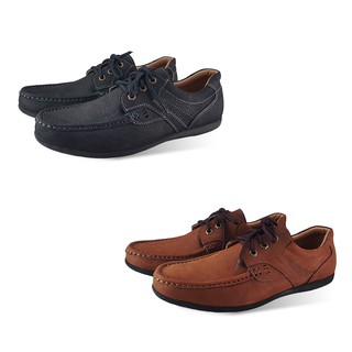 FREEWOOD CASUAL SHOES รองเท้าหนังผูกเชือก รุ่น 79-610 สีดำ / น้่ำตาล (BLACK / BROWN)