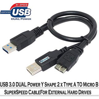 สาย USB 3.0 Y Power Micro Cable For External HDD 50cm