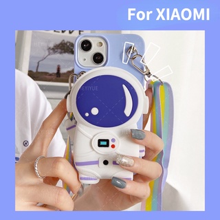 Silicon Case For XIAOMI MI A1 A2 A3 9 8 LITE 9T 11 ULTRA 10T PRO note 10 lite poco M3 X3 NFC PRO x3GT Phone Case With Lanyard Cartoon Coin Bag Spaceman