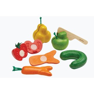 PlanToys 3495 Wonky Fruit &amp; Vegetables ของเล่นไม้ชุดผักผลไม้แปลกตา