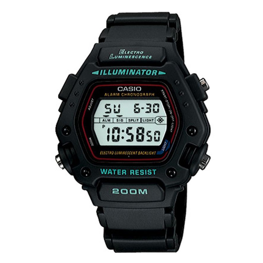 Casio Standard นาฬิกาข้อมือผู้ชาย สายเรซิ่น รุ่น DW-290,DW-290-1,DW-290-1VS - สีดำ
