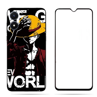 เคสฟิล์มกระจกนิรภัย ป้องกันรอย ลาย One Piece สําหรับ Vivo Y02s