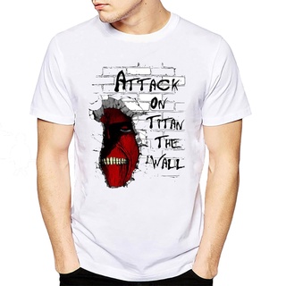 เสื้อยืดคอกลมcrew neckเสื้อยืดแขนสั้น ผ้าฝ้าย พิมพ์ลาย Attack on Titan The Wall สไตล์ฮิปฮอป แฟชั่นสําหรับผู้ชาย 2022S-4X