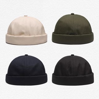 หมวกมิกกิ  Miki hat Summer Cotton Brimless Skullies Cap Vintage Brimless Docker