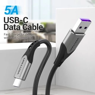 Vention สายชาร์จ 5A USB C ชาร์จเร็ว สายเคเบิลชาร์จ ไนลอน สําหรับโทรศัพท์มือถือ
