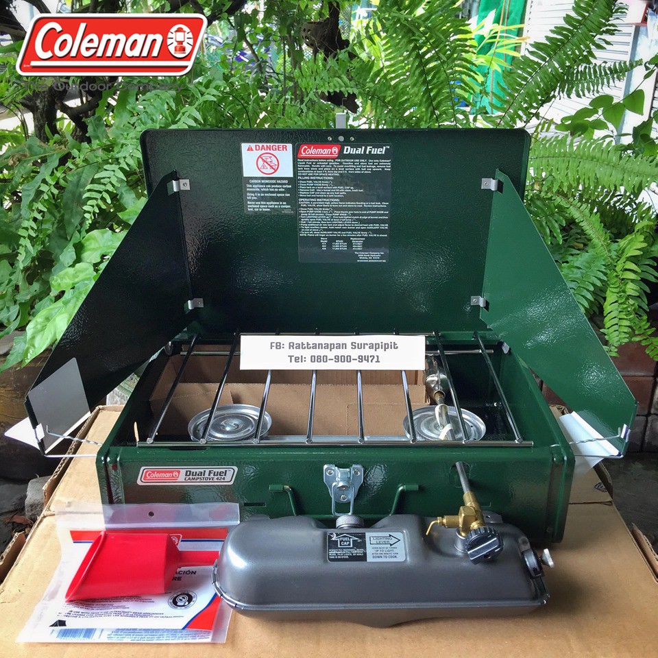 COLEMAN 424 Dual Fuel Campstove เตา เตาน้ำมัน เตา424 โคลแมน น้ำมันเบนซินขาว กรวยน้ำมัน Camping แคมปิ