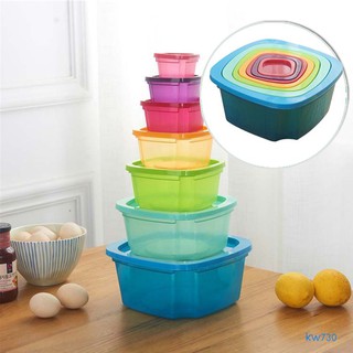 กล่องเก็บอาหารkw730-กล่องใส่อาหาร เซ็ต7 สี14 ชิ้น Food Container Set