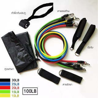 สายแรงต้าน ยางยืด ออกกำลังกาย Resistance Band 11 ชิ้น