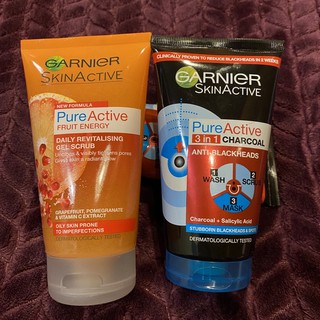 ส่งฟรีค่ะ Garnier Pure Active Face Scrub 150ml.