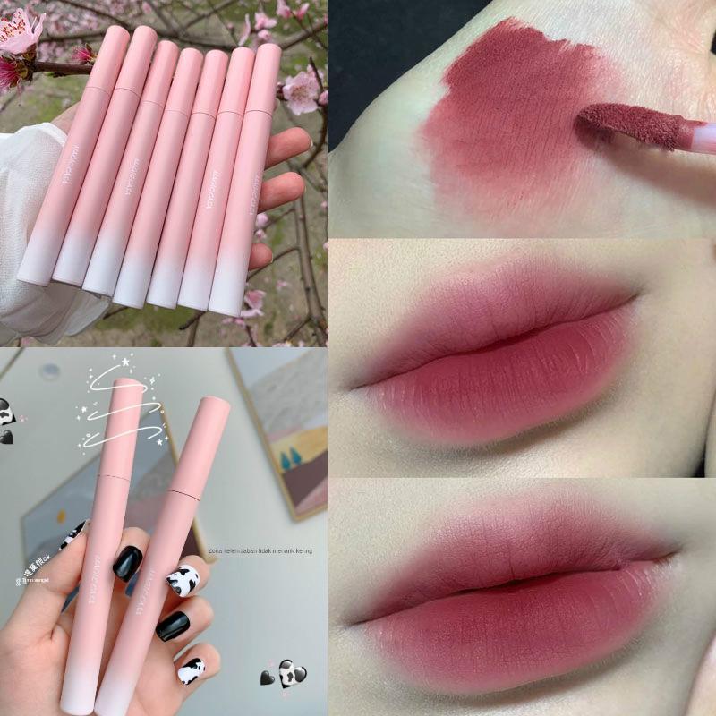 ลิปกลอส สีชมพูพีช เนื้อแมตต์ กำมะหยี่ ไล่ระดับสี ให้ความชุ่มชื้น กันน้ำ ติดทนนาน