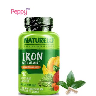 NATURELO Iron with Vitamin C 90 Vegetable Capsules วิตามินเสริมธาตุเหล็ก + วิตามินซี 90 เวจจี้แคปซูล