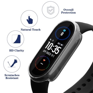 Wu ฟิล์ม 3D + เคส Pc แข็ง เข้ากันได้กับ Mi Band 6 5 4 3 Smart Watchband Mi4 Mi3 ป้องกันหน้าจอ แบบเต็ม สําหรับ Mi Band 6 5 เคสป้องกัน