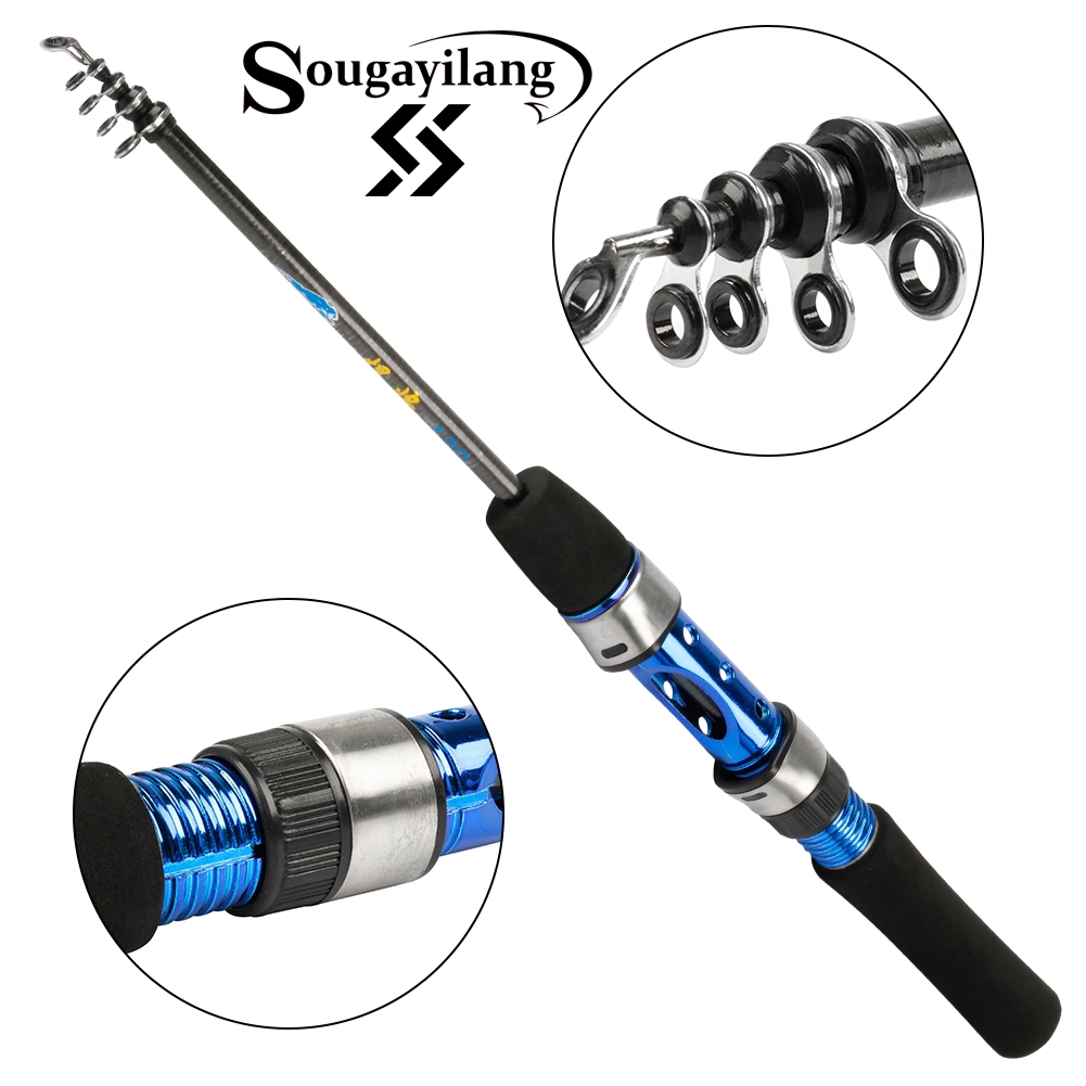 Sougayilang 1.2 เมตรคาร์บอนสูงไสลด์ก้าน Superhard แสงอัลตร้าคันเบ็ดท่องคันเบ็ดปั่นตกปลาขั้วโลกร็อด Fishing Rod