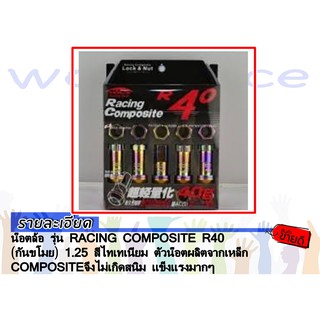 น๊อตล้อ รุ่น RACING COMPOSITE R40 (กันขโมย) 1.25 สีไทเทเนียม