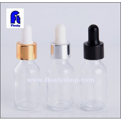 15ml ขวดแก้วใส สำหรับใส่ของเหลว น้ำยา น้ำมัน ดรอปเปอร์