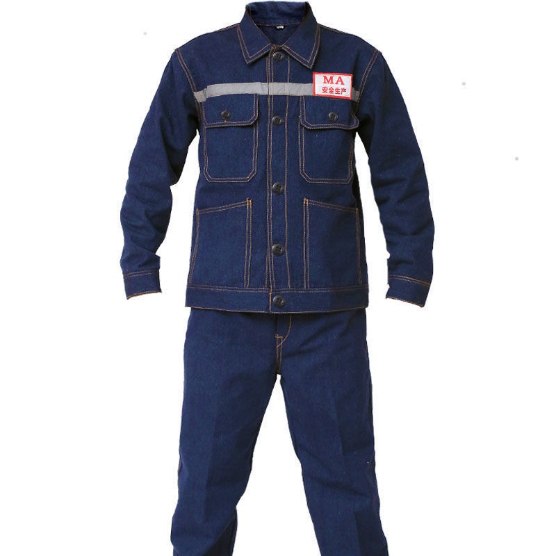 Overalls เชื่อมสวมใส่ป้องกันการสึกหรอสวมใส่ยีนส์บริการประกันแรงงาน/เสื้อ/กางเกง/ชุด ช่างเชื่อมเหมืองถ่านหินทนทานเครื่องม - รูปที่ 3