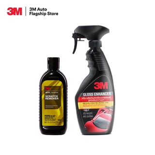 3M สเปรย์เคลือบเงา สูตรเสริมความเงา ขนาด 400 ml. PN39034LT + 3M น้ำยาลบรอยขนแมว เพิ่มความเงา Scratch Remover PN39044