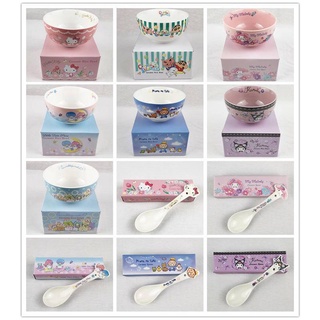 SANRIO KITTY MELODY POCHACCO CRAYON SHINCHAN SUMIKKO GURASHI CERAMIC BOWL SPOON