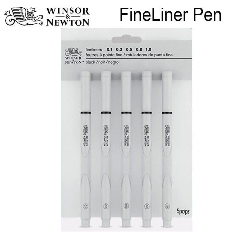 Winsor&newton 0.05mm-1.0mm สีดํา fineliner ปากกาวาดออกแบบปากกาหมึกกันน้ํา