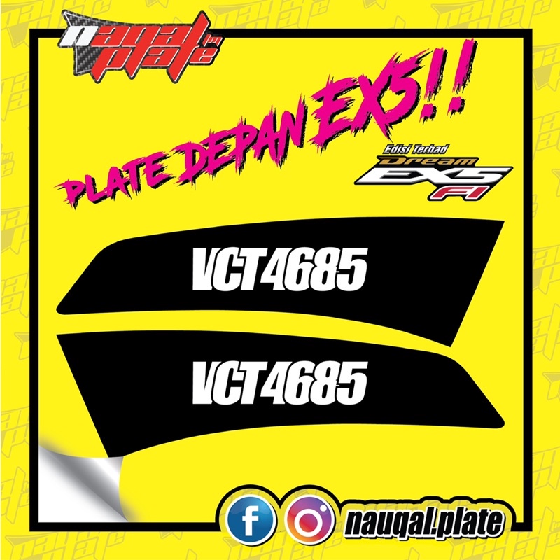 PLATE DEPAN STICKER HONDA EX5 PELBAGAI FONT