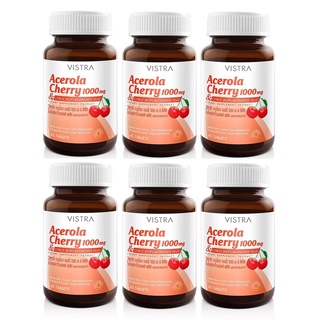 Vistra Acerola Cherry 1000 mg วิสทร้า อะเซโรลา เชอร์รี่ ขนาด 45 เม็ด จำนวน 6 ขวด (6X11942)