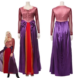 (มีสินค้า) Hocus Pocus Sarah Sanderson เครื่องแต่งกายคอสเพลย์ ชุดแม่มด เสื้อคลุม ฮาโลวีน งานรื่นเริง เครื่องแต่งกายผู้หญิง ปาร์ตี้ ชุดแฟนซี