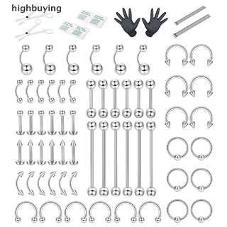 [highbuying] ชุดเครื่องมือเครื่องประดับร่างกาย ลิ้น คิ้ว จมูก ริมฝีปาก 72 ชิ้น