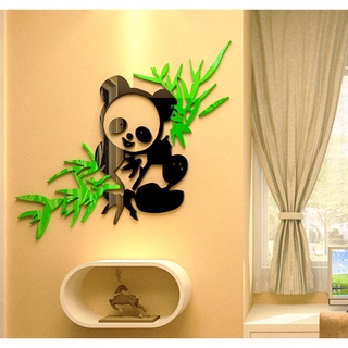 home decorateอะคริลิกตกแต่งผนังรูปหมีแพนด้ากินไผ่ แผ่นภาพอะคริลิคของตกแต่งDIYรูปกังฟูแพนด้า อะคริลิค3Dหมีแพนด้าน่ารัก