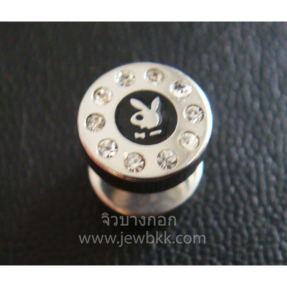 จิวหูดัมเบว จิวหู หู ต่างหูชาย ต่างหู สแตนเลส ประดับคริสตัล ราคา/1ชิ้น Gothic Barbell Fake Plugs Body Piercing Jewelry