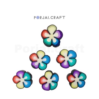 ลูกปัดดอกไม้หลากสี Flower polymer beads