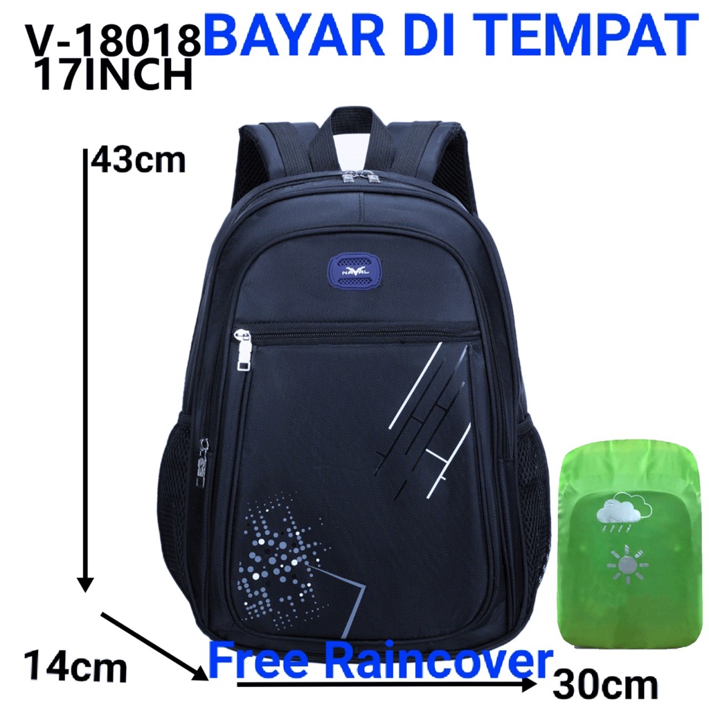 กระเป๋าผู้ชาย กระเป๋าเป้นักเรียน 18018 Elementary-Junior High School Naval Naval Blue Raincover