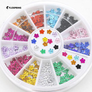 หลายสี Glitters Rhinestones ดอกไม้ Studs ทำเล็บมือเล็บตกแต่ง Art