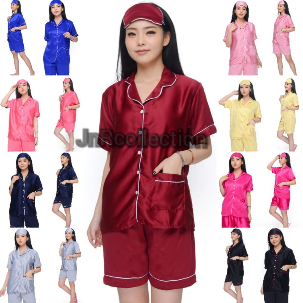 SATIN PAJAMAS WOMENS SLEEPWEAR SHORT SLEEVED SHORTS LD 108 / HOT PANT