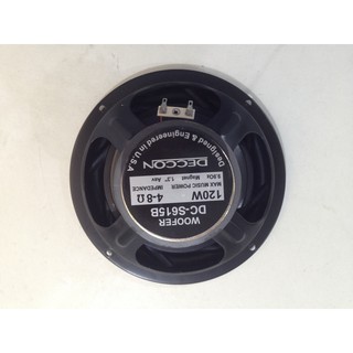 ดอกลำโพงขนาด 6.5 นิ้ว ดอกลำโพงDECCON DC-S615B 6.5" Rubber Edge PP Cone Impedance 4-8 OHM Power 120 W Watts Freq.Range 82