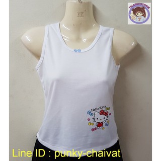 สินค้าลิขสิทธิ์ Hello Kitty พิมพ์ข้าง เสื้อทับ เสื้อซับ ใน Size M-L-XL ผู้หญิง สีขาว เสื้อกล้าม แพค 5/10 ตัว