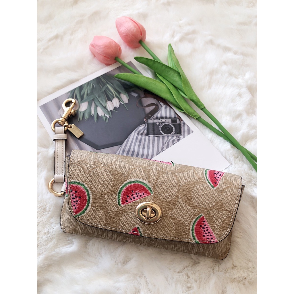 COACH SUNGLASS CASE IN SIGNATURE CANVAS WITH WATERMELON PRINT Shopee