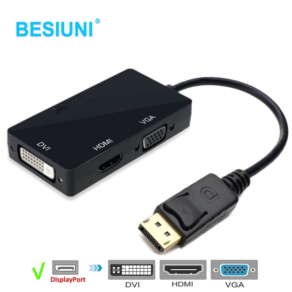 3 in 1 DP to HDMI DVI VGA อะแดปเตอร์ 1080P Display Port Converter Connector สําหรับ PC โปรเจคเตอร์แล็ปท็อปคอมพิวเตอร์ HD TV