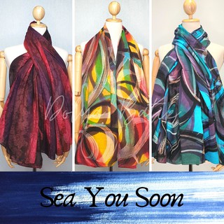 ผ้าพันคอ ผ้าคลุมไหล่ ผ้าบาติก SEA YOU SOON by Dolya Batik