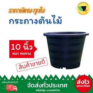 (เก็บโค้ดส่งฟรีหน้าร้านค้า) Mosplastic กระถางต้นไม้พลาสติก ขนาด 10 นิ้ว สีดำ