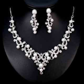 ‴เครื่องประดับแฟชั่น Rhinestone สร้อยคอเพิร์ลสร้อยคอ Faux เครื่องประดับชุดเจ้าสาว