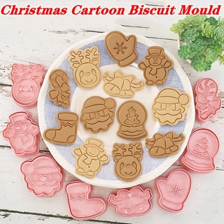 8pcs/set DIY Cartoon Biscuit Mould Cookie Cutters Christmas Molds Plastic Baking Mould Cookie Tools Cake Decorating Tools