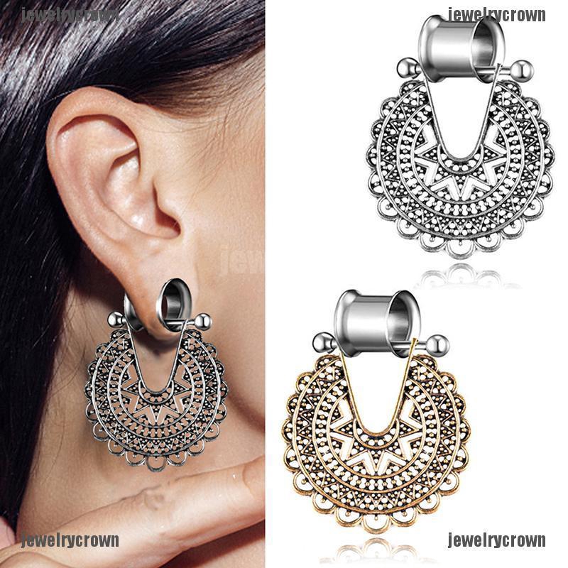 (BRS) Flower Wood Ear Plugs Flesh Tunnels Gauges Organic Double Flared