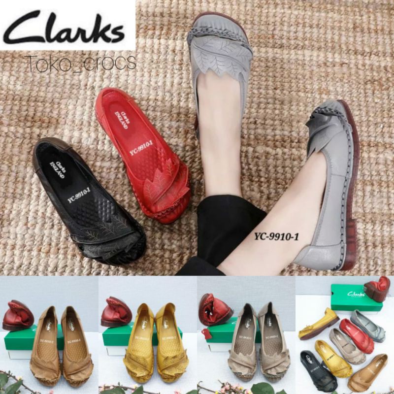 Clarks Flat Leaf Leaves yc-9100-1/ clarks Shoes สําหรับผู ้ หญิง
