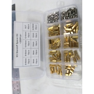 เสารองทองเหลือง 200 ชิ้นรูเกลียวM3 เสารอง PCB เสารองปริ้น Hex Nut Spacing Screw Male Female