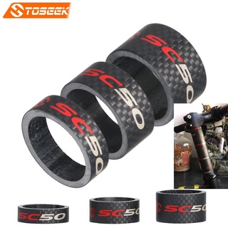 【on hand】TOSEEK 3Pcs แหวนสเปเซอร์รองคอจักรยาน Bicycle Stem Spacer คาร์บอนไฟเบอร์ 10+15+20mm