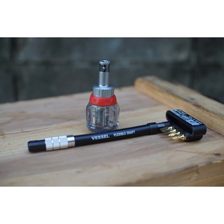 ไขควงติดด้ามฟรีงอได้ (Ratchet Stubby Screwdriver) VESSEL No.TD-6700FX-4 (w/ Flexible shaft)