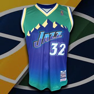 เสื้อบาส เสื้อบาสเกตบอล NBA ทีม Utah Jazz เสื้อทีม ยูธาห์ แจ๊ส #BK0114 รุ่น Classic Karl Malone #32 (สีเขียว) ไซส์ S-5XL