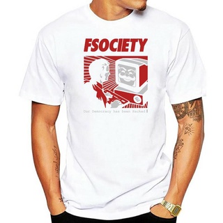 เสื้อยืดแขนสั้น พิมพ์ลาย Fsociety Hacker Vendetta Mask สําหรับผู้ชายสามารถปรับแต่งได้