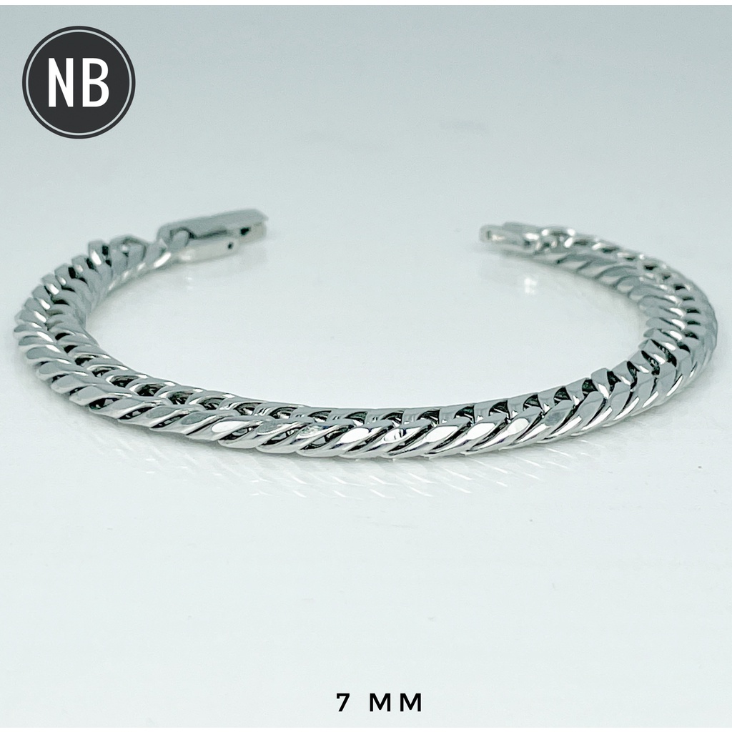 S-214 สร้อยข้อมือสแตนเลสแท้ เลสข้อมือ สร้อยข้อมือสแตนเลส กว้าง7mm ไม่ลอกไม่ดำ100%  วัสดุสแตนลส316L เลือกความยาวได้