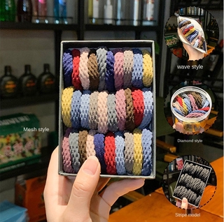 ✨สินค้าพร้อมส่ง✨ยางรัดผมแบบยืดหยุ่นสีด ํา 5 ชิ้นสําหรับผู้หญิง FS2028